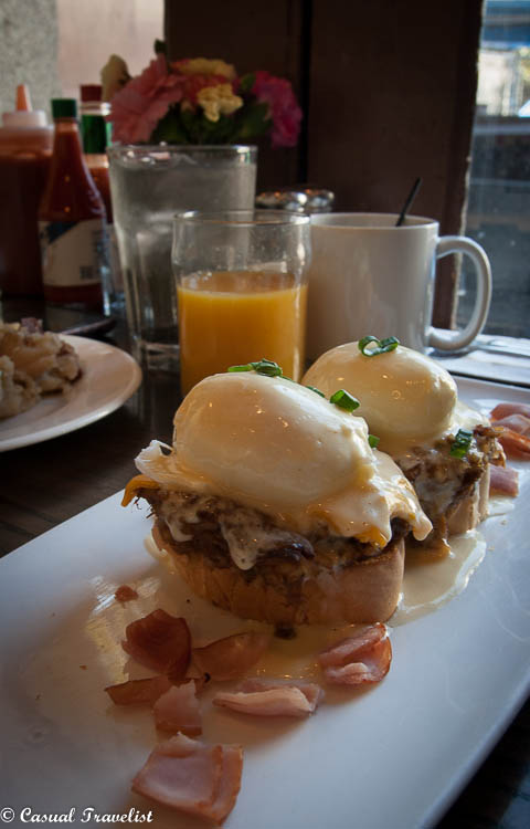 A few reasons to love New Orleans- boudin eggs benedict at Stanley www.casualtravelist.com