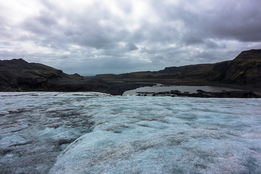 The Solheimajokull glacier carves out a dramatic landscape along Iceland's South Coast. www.casualtravelist.com