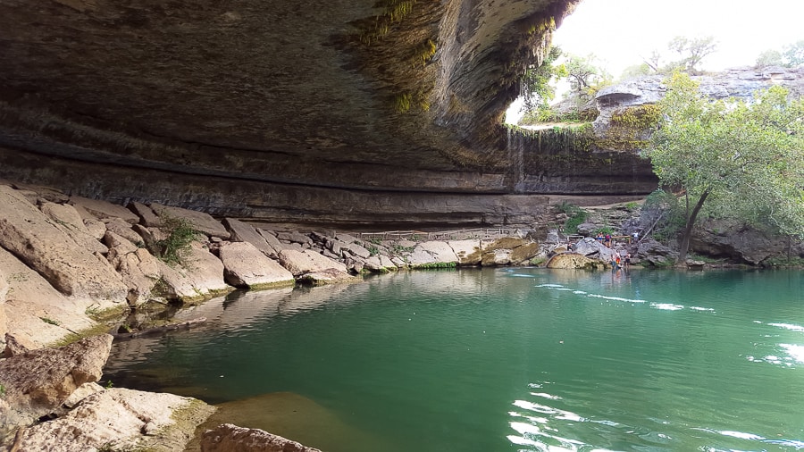 The emerald water of Hamilton Pool in Texas Hill Country is perfect for a swim. www.casualtravelist.com