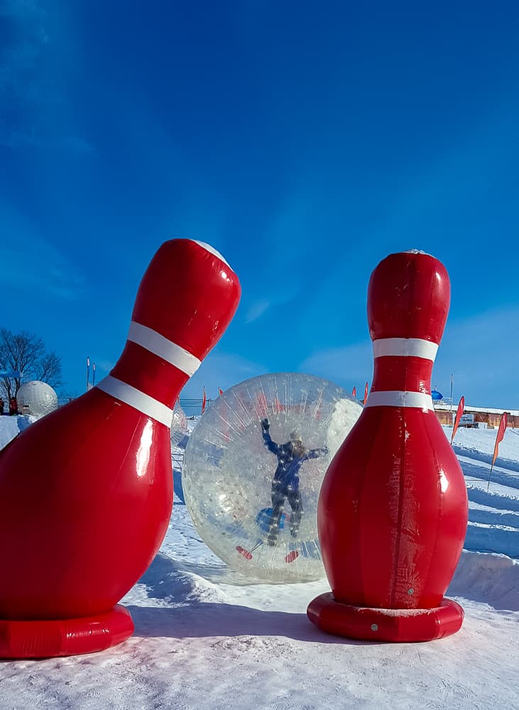 Snow bowling at Quebec's Winter Carnival. www.casualtravelist.com