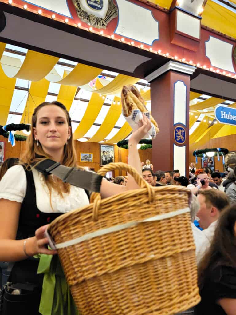 Oktoberfest in Munich - waitress with pretzel